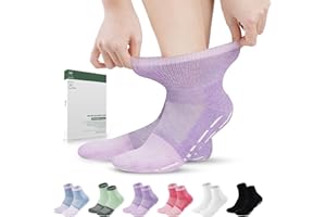 Bulinlulu Bamboo Viscose Diabetic Socks with Grippers for Men Women -6 Pairs Non Binding Ankle Slipper Socks Size 6-9 9-12