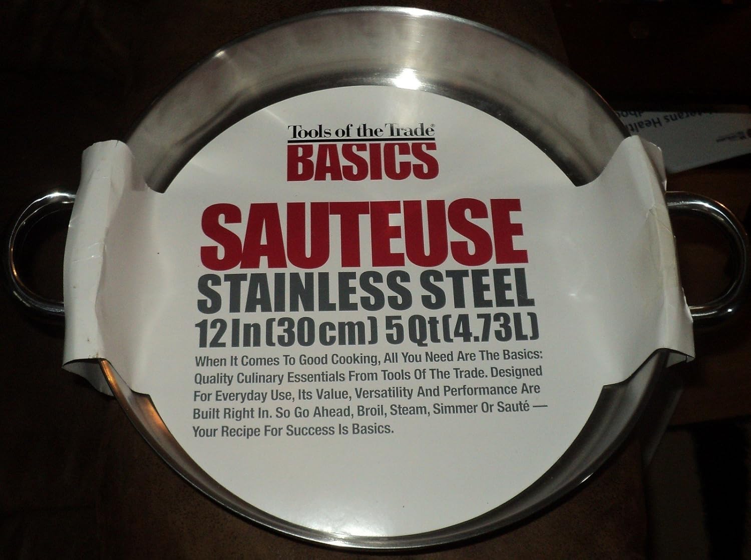 TOOLS OF THE TRADE BASICS STAINLESS STEEL 12 INCH 5 QUART DEEP DISH
