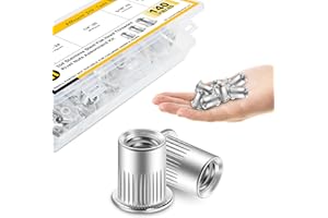 140Pcs Rivet Nut Rivet Nuts Assortment Kit, #8-32#10-24 1/4"-20 5/16"-18 3/8"-16, 304 Stainless Steel Hardware Nuts, Knurled 