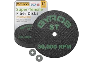 GYROS Cut-Off Wheels for Rotary Tools – 2” Super-Tensile Fiberglass Reinforced, 12-Pack | Designed for Stainless Steel, Titanium, Nickel, Carbon & Chrome Alloys | Made in USA 11-42002/12