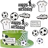 Rsstarxi 6 Pack Soccer Cake Topper Jerseys Soccer Ball Shoes Football Player Cake Pick for Sports Football Theme Baby Shower Birthday Party Cake Decorations Supplies