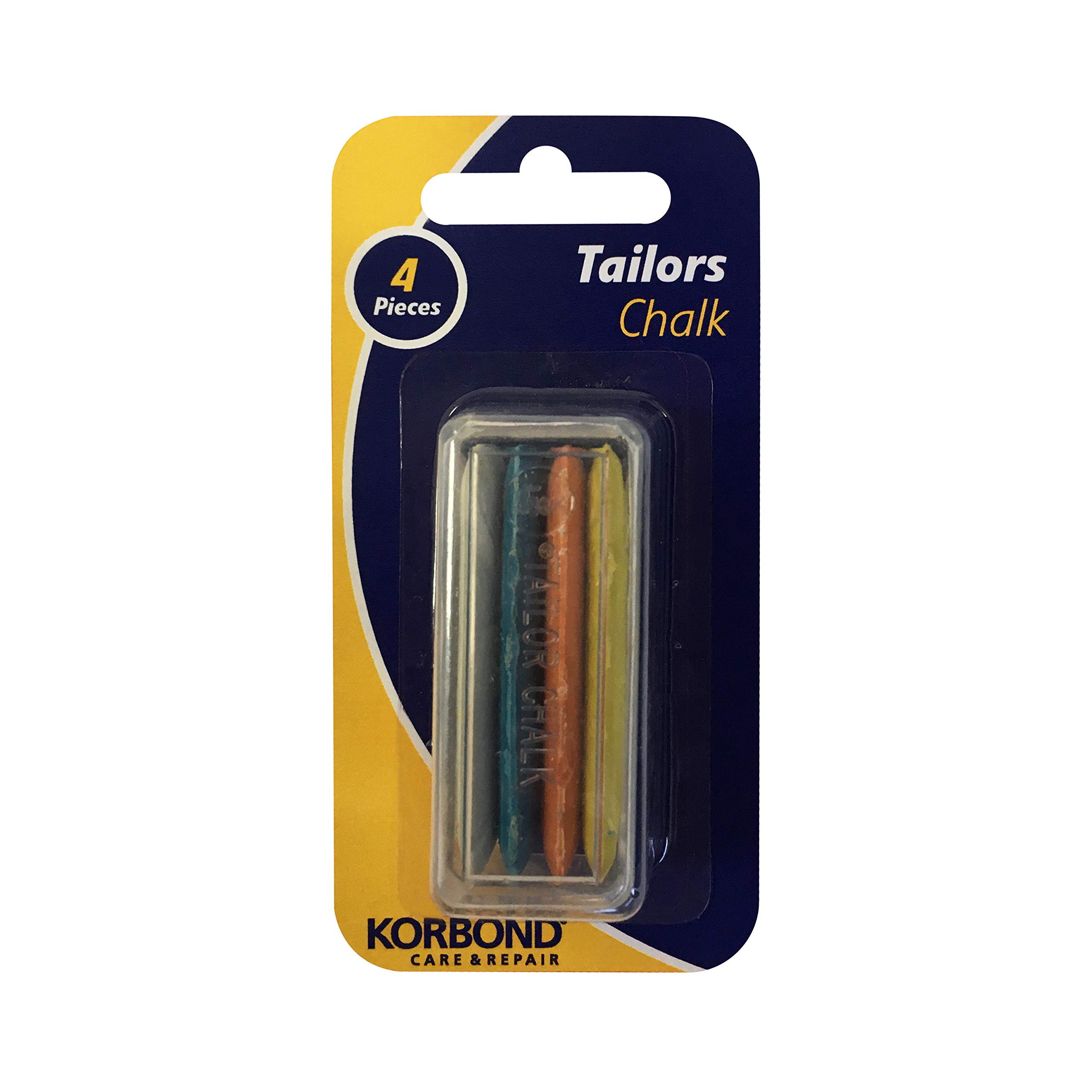 Korbond 4 Piece Tailors Chalk Pack – Clay Based Chalk Set in 4 Colours – Ideal for Tailoring, Quilting, Sewing, Crafting and Mending