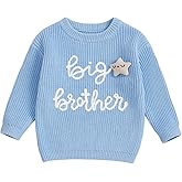 Toddler Baby Boy Fall Outfit Knit Sweater Star Decor Big Brother Bro Letter Embroidery Top Sweatshirt Infant Clothes
