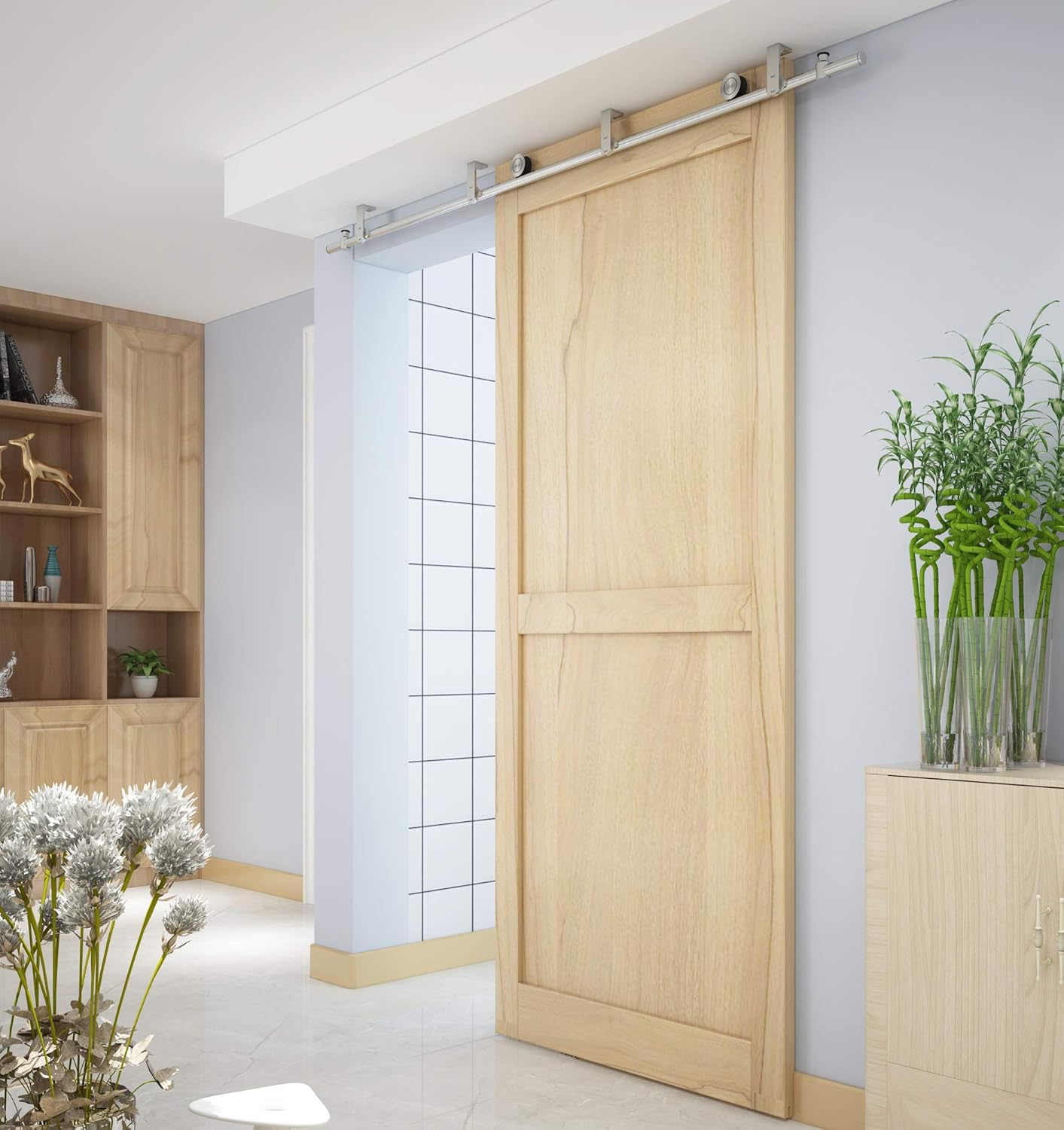 Stainless Steel Ceiling Bracket Sliding Barn Wood Door Track