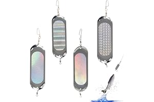 4pcs Reflective Fishing Dodgers,360° Rotatable Underwater Fishing,Fish Attracting Blades for Salmon,Trout, Pike & Bass Skateb
