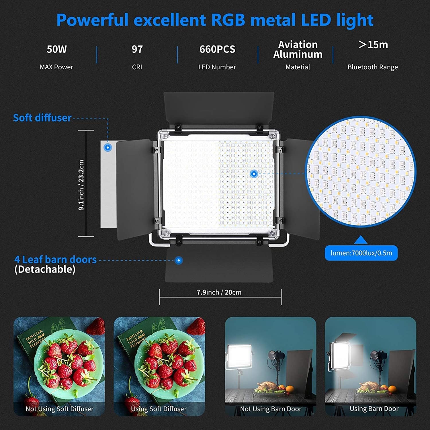 NEEWER 2 Pack 660 PRO RGB LED Video Light with App Control Tripod Stand Kit, Studio Panel Key Lighting for Gaming Streaming Zoom YouTube Webex Photography, 360° Full Color, 50W Dimmable Bi Color
