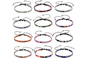 Carykon 12 PCS Nepal Woven Friendship Bracelets with a Sliding Knot Closure for Women Teens and Girls, Color may vary