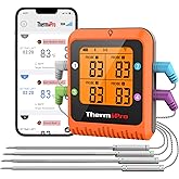 ThermoPro 650 ft Bluetooth Meat Thermometer with 4 Color-Coded Probes, Wireless Meat Thermometer Digital Wireless with Timer,