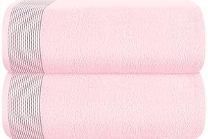 Belizzi Home Cotton 2 Pack Oversized Bath Sheet 35 x 70, Large Bath Sheet, Ultra Absorbent, Compact, Eco-Friendly and 100% Recyclable, Quick Drying and Lightweight Towel - Pink