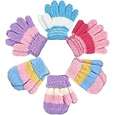 SATINIOR 6 Pairs Kids Toddler Knitted Gloves Winter Warm Stretchy Mittens Soft Lightweight Mittens for Boys and Girls