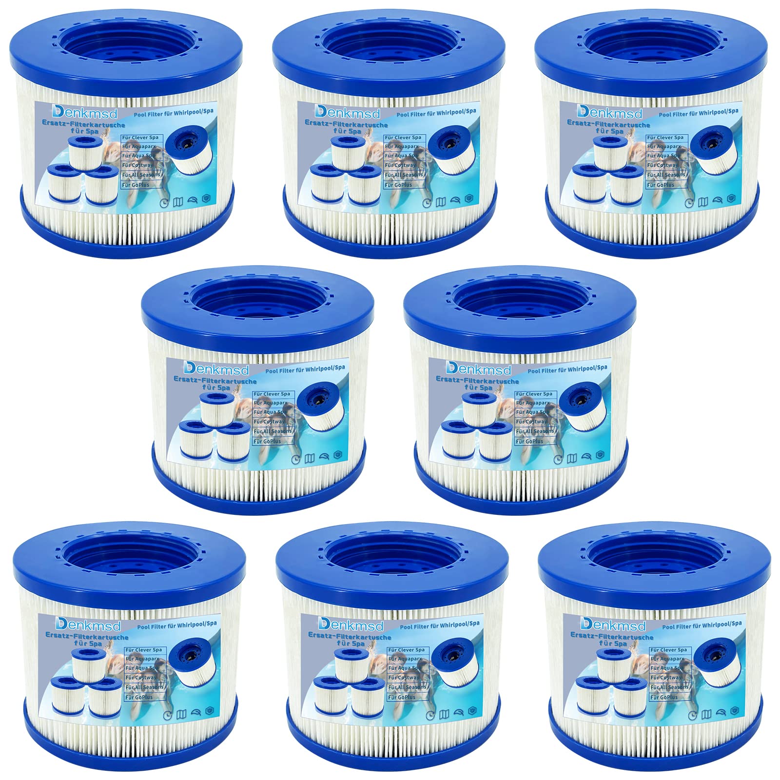 Replacement filter cartridge for spa, pool filter for spa, for clever spa, for aquaparx, for aqua spa, for Costyway, for all seasons, for Goplus, for Wido and others (8 Pcs)