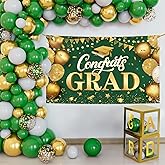 KatchOn, Green and Gold Graduation Decorations Class of 2026, Huge, Pack of 73, Congrats Grad Banner and Grad Balloon Boxes, 2026 Grad Balloons for 2026 Graduation Decorations, 2026 Grad party Decor
