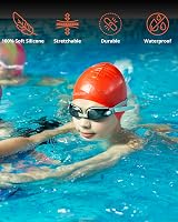 JIMJOOS Kids Swimming Cap Silicone 3–14 Years Anti-Slip Orange view 3