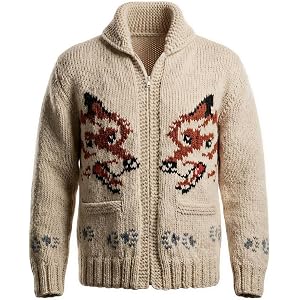 The UMA Fashion Mens Vintage Wolf Printed Knit Cardigan Sweater – Famous Movie Actor Inspired Cosplay Outerwear