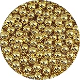 Jmassyang 1000 Pieces 6mm Glossy Pearl Beads AB Color Round Plastic Acrylic Spacer Crafts Bead for DIY Necklaces Bracelets Earrings Jewelry Making Bead Curtains Home Decoration(Gold)
