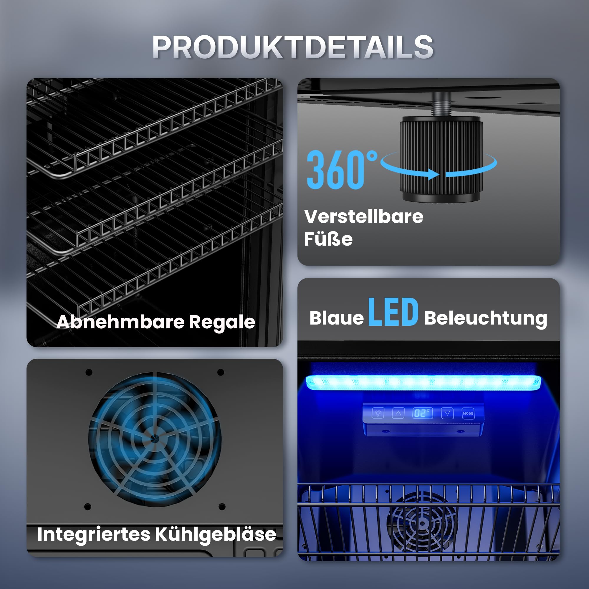TRIUMPHKEY 90L Mini-Kühlschrank mit Glasfront (Glastür), Kompakter Getränkekühlschrank für bis zu 128 Dosen, mit verstellbaren Regalen für Bier, Wein, Soda, Ideal für Haushalt, Bar, Büro, Wohnung 7