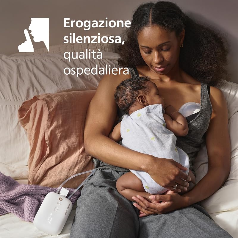 Avent set per i primi allattamenti con tiralatte a mani libere, con motore di qualità ospedaliera, che imita il ritmo di suzione del bambino, estrazione fino a 85 volte al minuto, SCD553/11