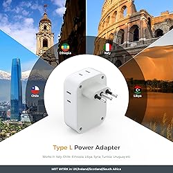 Italy Travel Plug Adapter 2 Pack, TESSAN Italy