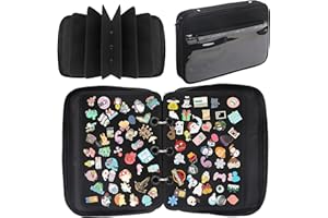 PACMAXI Enamel Pin Display Pages Pin Carrying Case, Pins Collection Storage Organizer Case, Travel Brooch Pin Display Bag (Pi