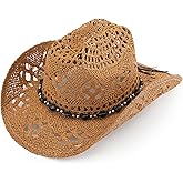 Pro Celia Straw Cowboy Hat for Women and Men, Western Cattleman Style, Wide Shapeable Brim