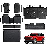 Mabett V2 Full Floor Mat Set for Ford Bronco 2021-2026 4-Door, All-Weather TPE Mat Kit with Door Sill, Seat Back & Trunk Protection, Non-Slip