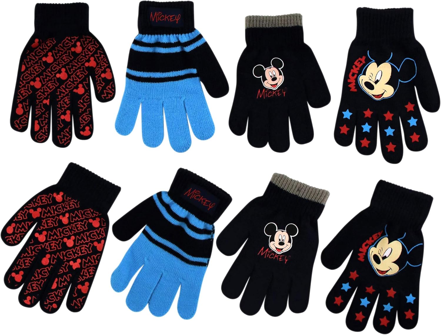 Disney Boys 4 Pack Mitten or Glove Set: Mickey Mouse, Cars Lighting McQueen (Age 2-7): Clothing