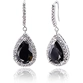 CZ Teardrop Earrings for Wedding - Sterling Silver Cubic Zirconia Crystal Rhinestone Drop Earrings Womens Bridal Jewelry for Bride Bridesmaids Mother of Bride Gift Party Prom Pageant Earring for Girls