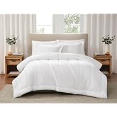Brooklyn Loom Solid Cotton Percale White King 3 Piece Comforter Set, Solid Color Themed, Oeko-TEX Certified Confidence
