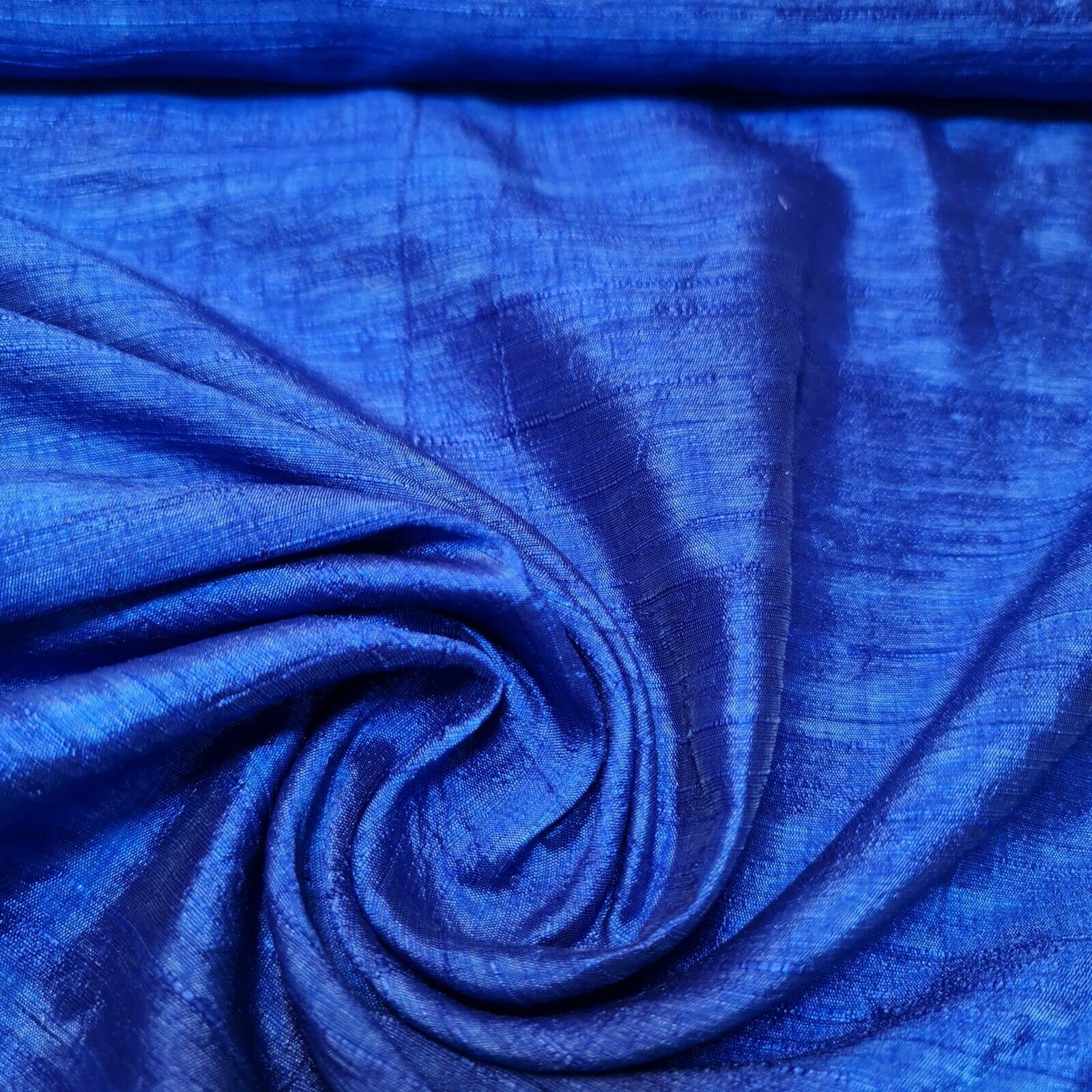 Plain Raw Silk Faux Dupion 100% Polyester Upholstery Fabric Bridal Material 44" (2 Meter, Royal Blue)