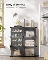 SONGMICS Interlocking Shoe Rack 6-Slot Modular Storage Cabinet with Doors view 3