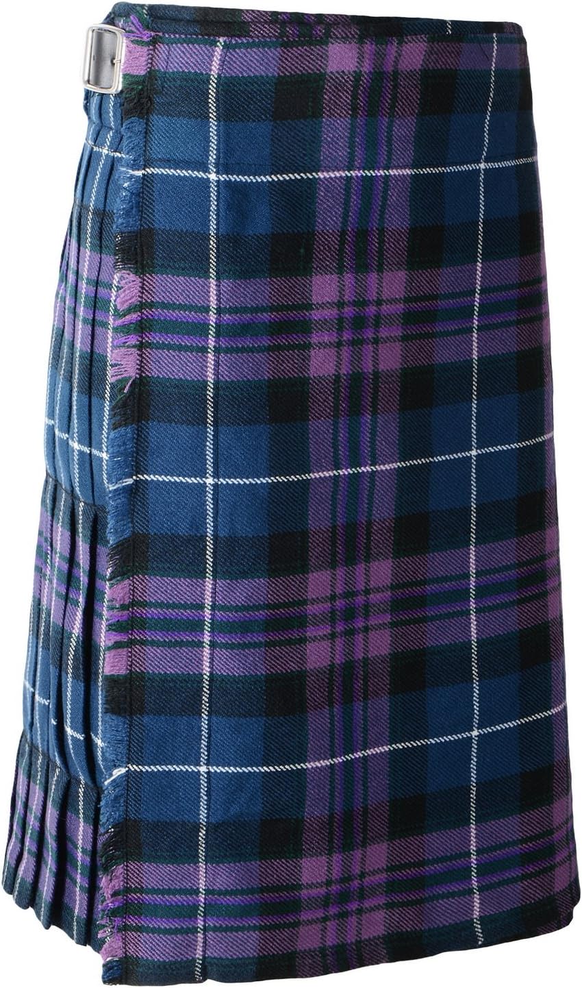LucasiniScottish Mens Kilt Traditional Highland 5 Yard 10 oz Tartan Sporran