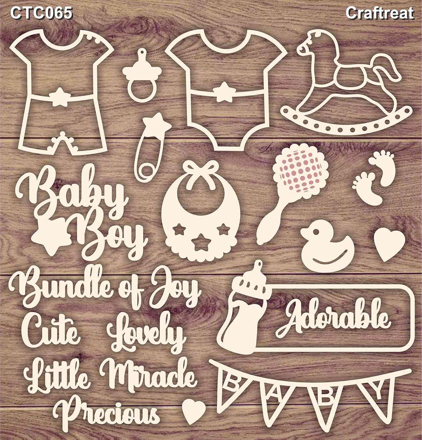 CrafTreat Laser Cut Chipboard Embellishments for Scrapbooking Baby