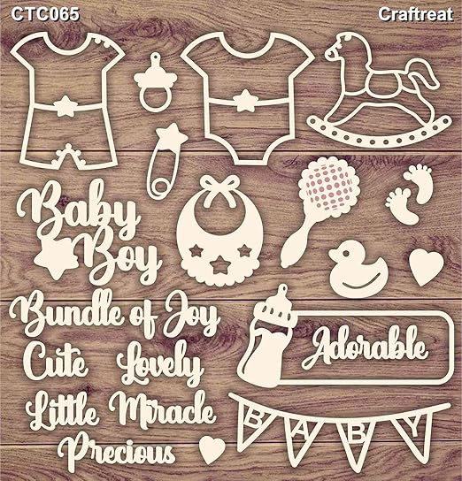 CrafTreat Laser Cut Chipboard Embellishments for Scrapbooking Baby