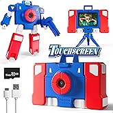 iPlay, iLearn Kid Touchscreen Selfie Camera, 1080P HD Digital Video Camera for Toddler 3-6, Outdoor Protable Travel Robot Camera W/ 32GB SD Card, Birthday Gift Boy 4-8, Present 5 7 9 10 12 Year Old
