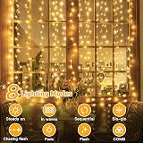 Ollny Curtain Lights 300LED USB 3m x 3m IP44 Indoor Outdoor 8 Modes Warm White view 4