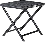 CASARIA Poly Rattan Folding Table Stool Footrest 3in1 Black 44x40x44 cm