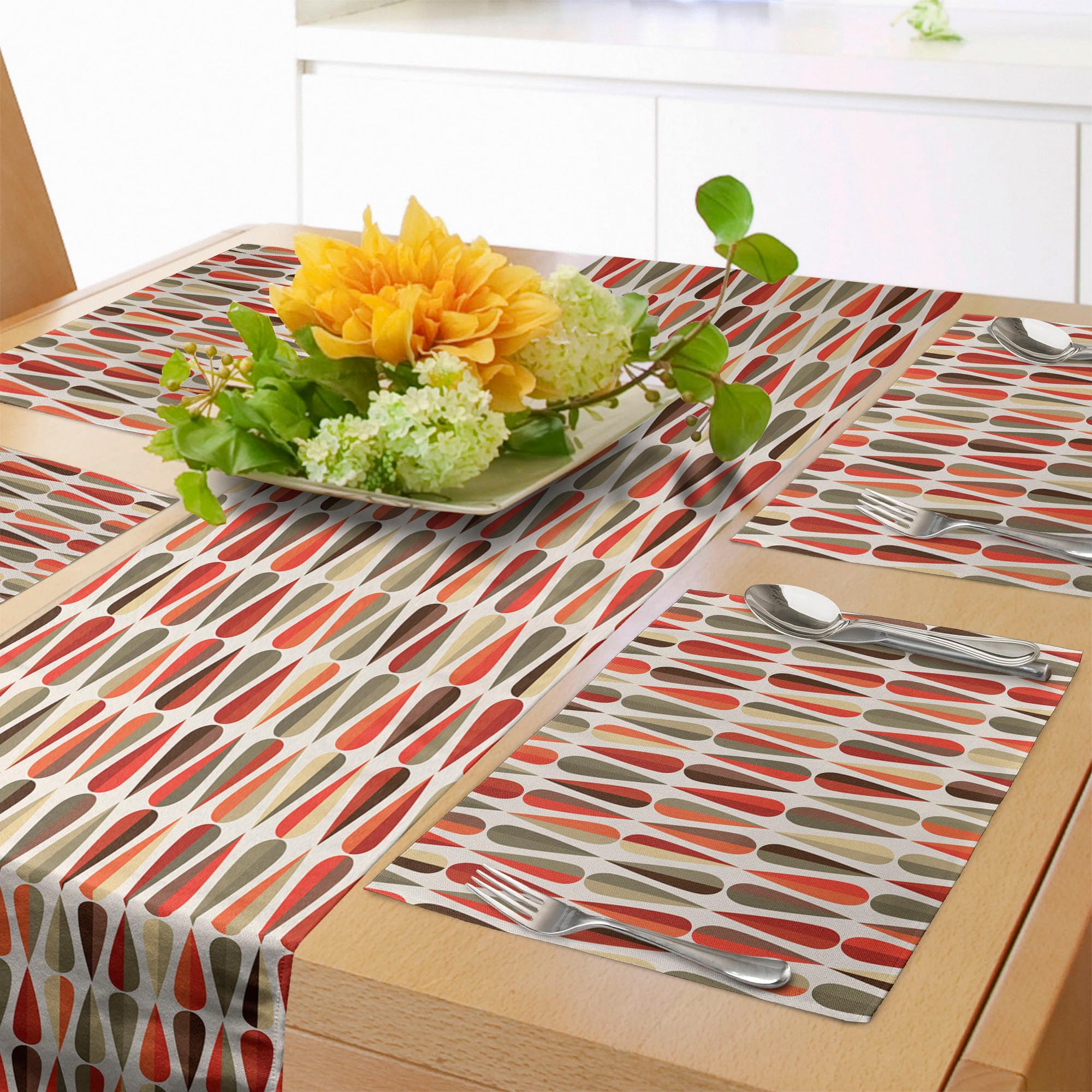 Ambesonne Retro Table Runner & Placemats, Sixties