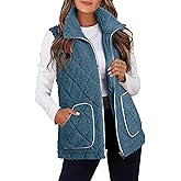 Glamaker Womens Fleece Sherpa Vest Casual Lightweight Outerwear Zip Up Sleeveless Jacket With Pockets