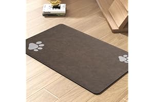 PADOOR Pet Feeding Mat-Absorbent Dog Mat for Food and Water Bowl-No Stains Quick Dry Dog Water Dispenser Mat（Brown,12"x19"