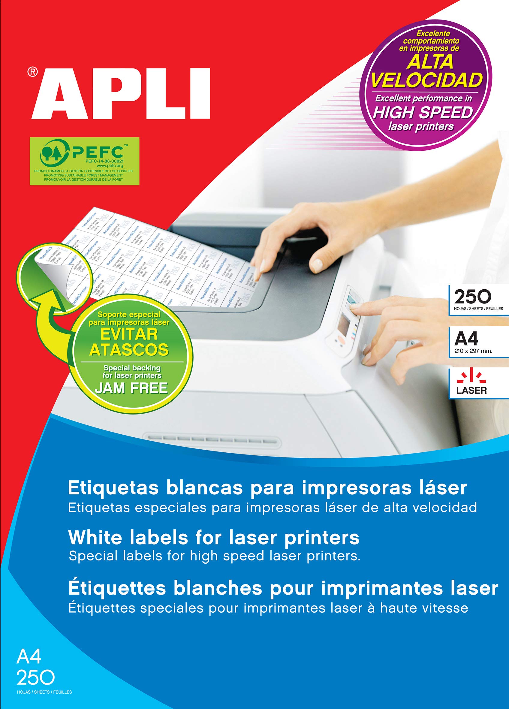 APLI 2524 - Permanent White Laser Labels 105 x 35 mm 250 Sheets