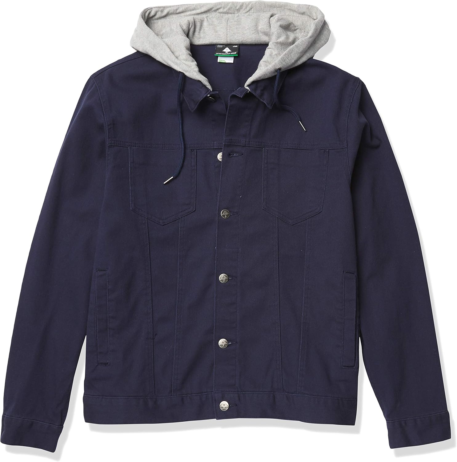LRG Men's Lifted Research Collection Hooded Denim Jacket: Clothing