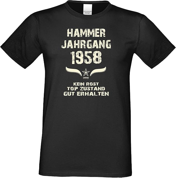Soreso Design Geschenk Set Hammer Jahrgang 1958 Herren T Shirt Urkunde Geschenkidee Zum 59 Geburtstag Humorvolles Geburtstagsgeschenk Fur Manner Ubergrossen Bis 5xl Farbe Schwarz Gr 5xl Amazon De Bekleidung