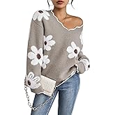 Pink Queen Women's Oversized V Neck Fuzzy Sweaters 2026 Casual Loose Long Sleeve Chunky Knit Pullover Jumper Tops