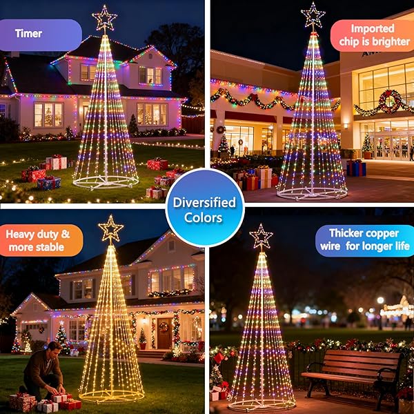 12FT OUTDOOR LIGHTING CHRISTMAS TREE 650 LED LIGHT SHOW CHRISTMAS TREE WITH 8 MODES TIMER REMOTE,TALL STAR TOPPED ARTIFICIAL CHRISTMAS TREES ARBOL DE NAVIDAD FOR PORCH YARD PATIO INDOOR