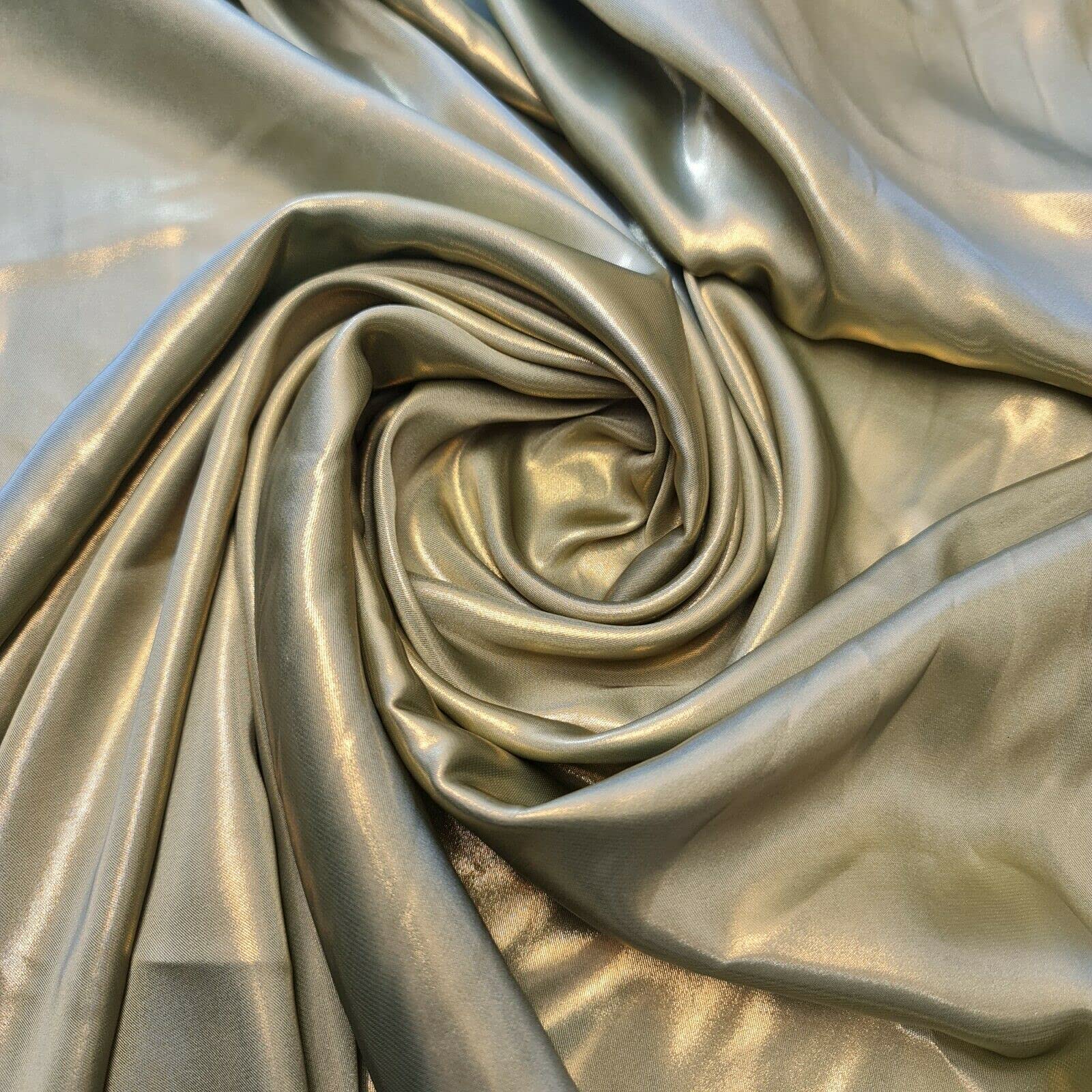 Lightweight Gold Shimmer Polyester Silk Charmeuse Silky Satin Finish, Dressmaking, Bridal, Prom, Décor - Craft Fabric Material 58" - 150 cm Wide Sold in Various Pre - Cut Lengths (Sage Green)