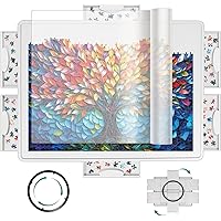 ALL4JIG 1500 Pieces Lightweight Rotating Plastic Puzzle Board with 6 Sliding Drawers and Protective Cover, 360° Lazy Susan De