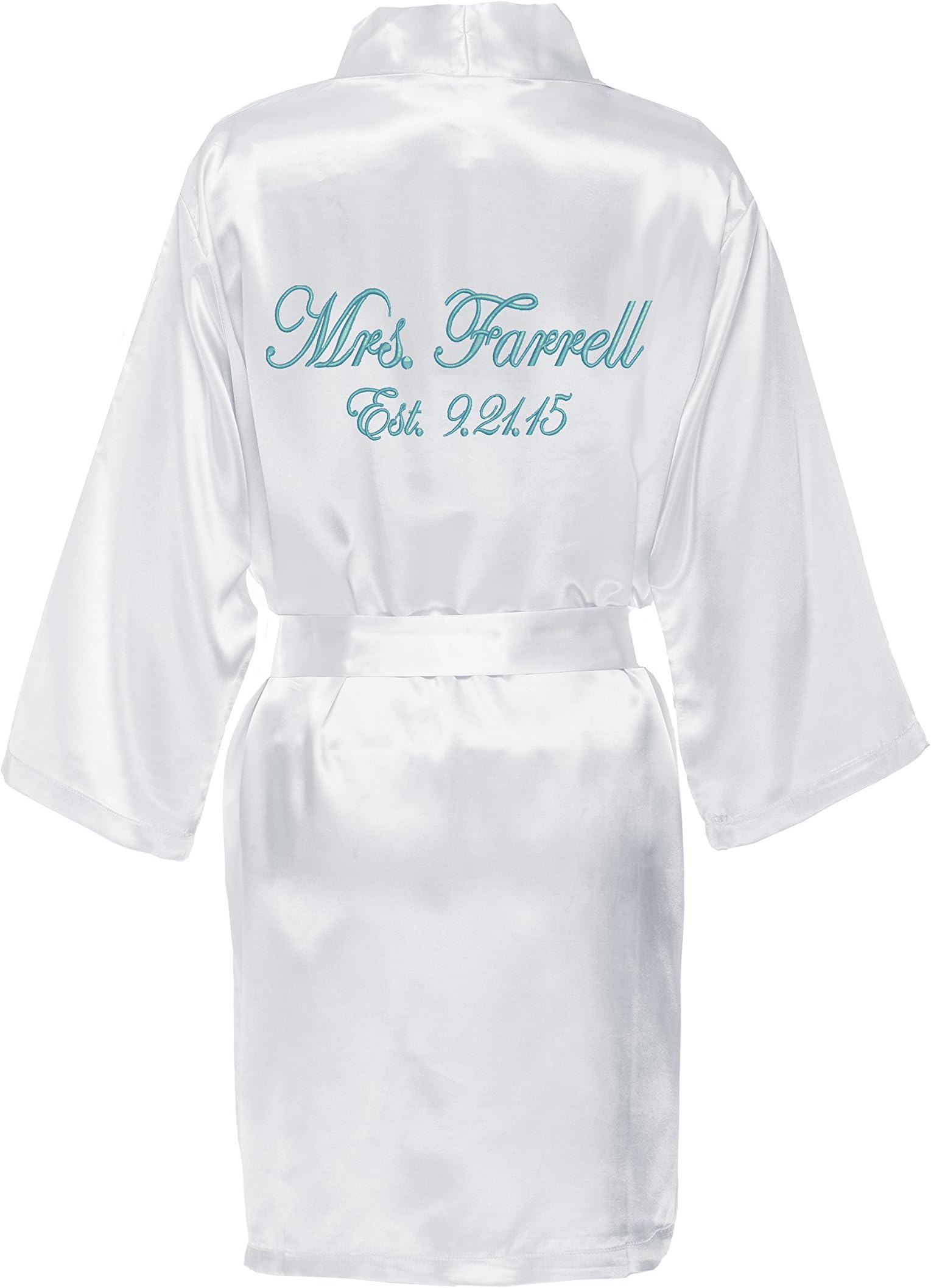 Personalized Mrs. Satin Bridal Robe - White