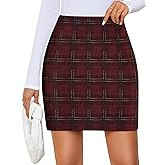 ZESICA Plaid Mini Skirt for Women 2026 Fall Winter High Waist A Line Bodycon Pencil Skirts Trendy