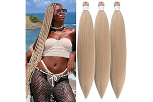 Gozill Ash Blonde Braiding Hair Pre Stretched Kanekalon Braiding Hair Extension 26 Inch Synthetic Fake Hair for Braiding