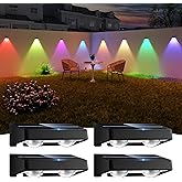 nibuuecer Solar Fence Lights Outdoor, 4 Pack Color Changing Fence Lights Solar Powered with 9 RGB Colors & 11 Lighting Modes,